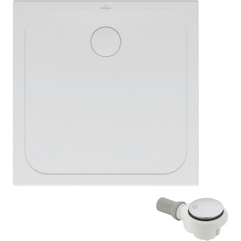 Receveur de douche antidérapant 80 x 80 VILLEROY ET BOCH Lifetime Plus Cerasoft céramique blanc + Bonde chromé (1/5)