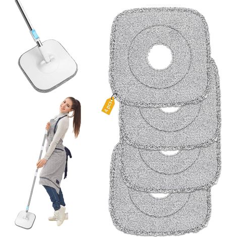 4 Pièces Tampons de Remplacement pour Alanberg Microfibre Kit,22x22cm Tête de Balai de Rechange pour Alanberg Accessoires, pour Enlevez Les Taches Sales (1/5)
