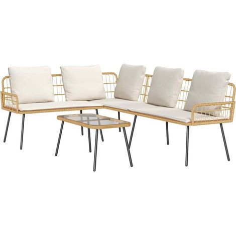 Garden Sofa Set 2 pcs Natural Poly Rattan vidaXL (1/5)