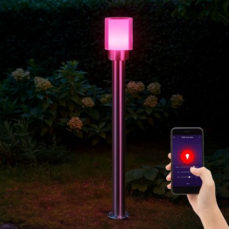 Gartenlampen Außen silber Außenlampe Stehleuchte Wegeleuchten dimmbar, Edelstahl weiß klar,  RGB, Farbwechsel, 8,5W 806lm warmweiß - kaltweiß, DxH 12x80cm (1/5)