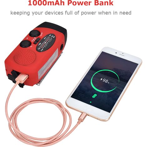 Radio di emergenza multifunzione Toivize AM/FM/NOAA – Manovella – Alimentazione solare e USB – Grande capacità – Torcia a LED – Allarme SOS – Funzione power bank – Attrezzatura di sopravvivenza per es (1/5)