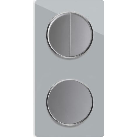 Serienschalter 2fach,  Lichtschalter mit Glas-Abdeckrahmen 2fach senkrecht - grau (1/4)