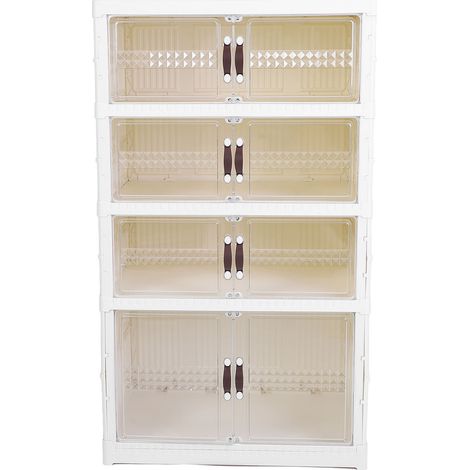 Bac de rangement pour chaussures pliable et transparent, type tiroir, épais, gain de place, anti-poussière, pour vêtements et jouets. 1 grand modèle, 3 petits modèles. (1/5)