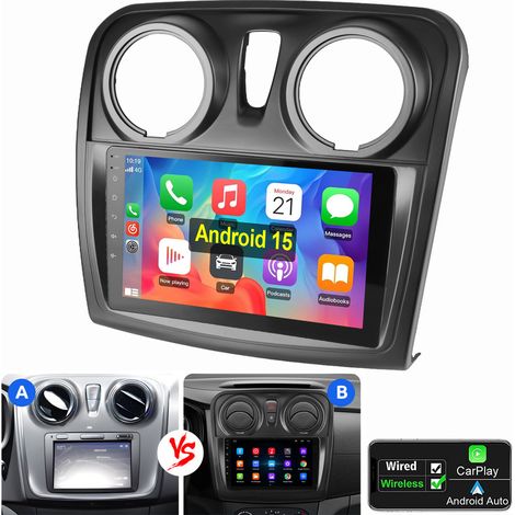 Autoradio 9" Android 15 Carplay pour Lada Renault Dacia Logan 2 Sandero GPS WiFi 4+64G