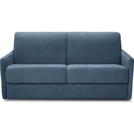 Canapé convertible 3 places en velours fines côtes bleu - Ouverture express - Couchage quotidien - Matelas HD 140 x 190 - Sienne (1/5)