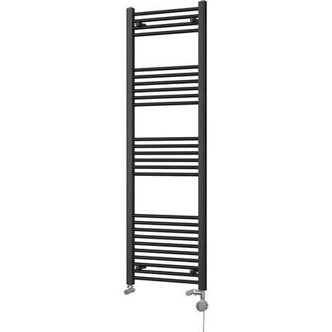 Zennor - Black Dual Fuel Towel Rail H1600mm x W500mm Thermostatic - Straight (1/3)
