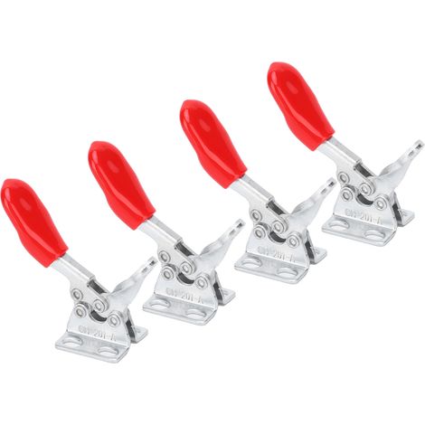 Lot de 4 pinces à bascule à dégagement rapide en fer galvanisé pour le travail du bois (1/5)