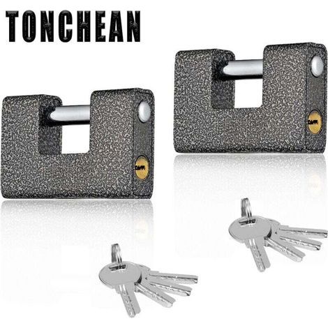 70mm Cadenas à clé,Cadenas Exterieur Ultra Robuste avec 8 Clés(Lot de 2)Gros Cadenas Monobloc en Acier Solide Trempé Manille de 12mm d’Épaisseur Protège Portes de Garages,Containers - (1/5)
