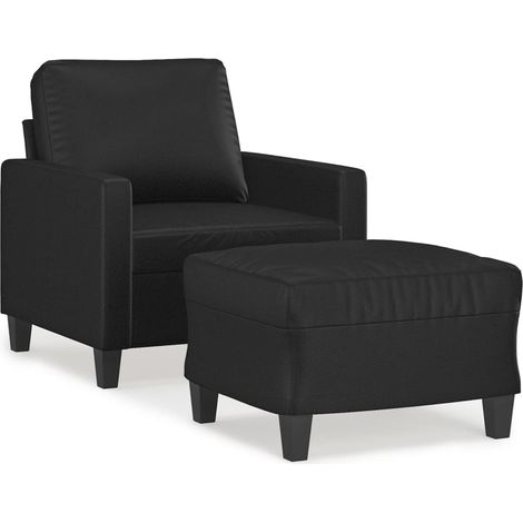 Maison Exclusive - Sessel mit Hocker Schwarz 60 cm Kunstleder