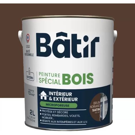 Peinture Spécial Bois BÂTIR Brun Normandie 2 L (1/2)