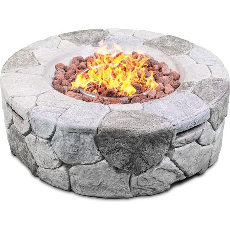 Homeology Fireology KALUYA Grey Lavish Garden & Patio Gas Fire Pit with Eco-Stone Finish - Fully Assembled