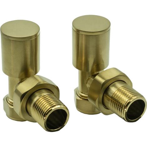Reina Portland Angled Radiator Valves Pair 15mm - Brushed Brass
