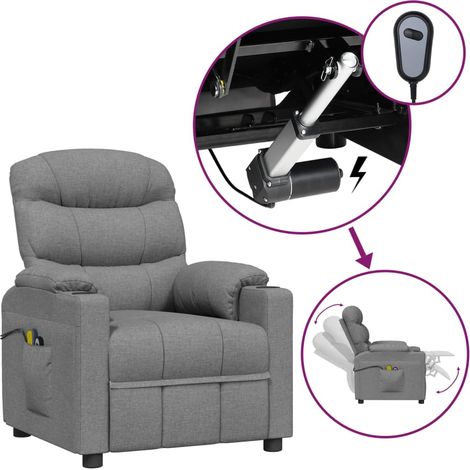 Fauteuil Relaxation Fauteuil électrique de massage Gris clair Tissu 85179 (1/5)