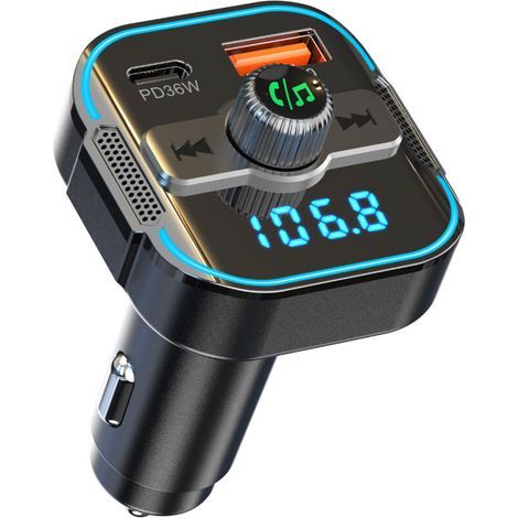 2025 Bluetooth Voiture [Micros Doubles Puissants], Transmetteur FM Bluetooth 5.3 & Charger Rapide Voiture PD 36W+QC3.0 18W, Adaptateur Radio Voiture, Appels Mains Libres, Assistant Siri (1/5)