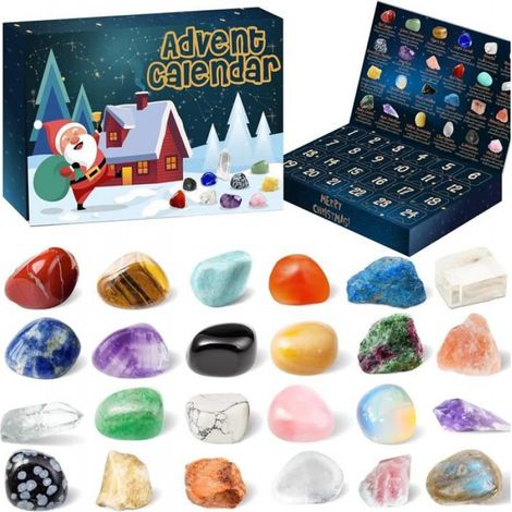 Calendrier de l'Avent - Collection de Pierres Précieuses - 24 Jours - Multicolore - Cadeau de Noël (1/4)