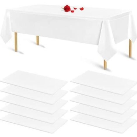 Nappes jetables - Blanc - Lot de 10 - 54 x 108 pouces - Imperméable - Anti-taches (1/4)