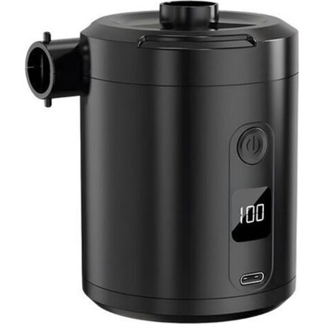 Rechargeable Electric Air Pump 5200 mAh with Digital Display, Fast Inflator 280 L/Min, 3 Nozzles + Seal for Vacuum Bag, Portable for Mattress and Swimming Pool, Black (1/5)