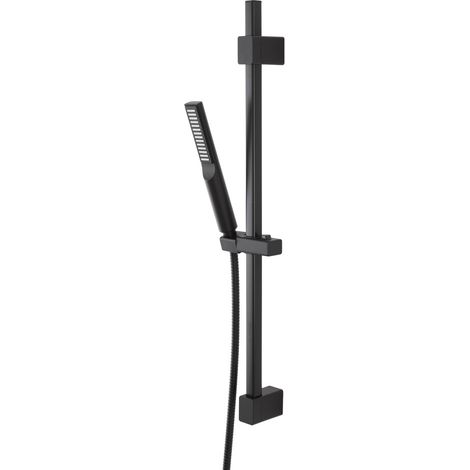 Saliscendi doccia quadrato 70 cm regolabile con doccetta slim in ABS nero opaco Hidra (1/5)