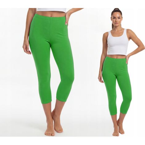 3/4-Leggings aus Baumwolle, polnischer Hersteller, Farbe: Saftiges Grün, Größe: XXL (1/4)