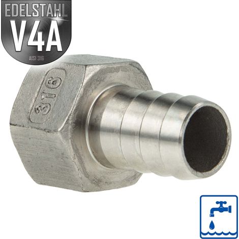 Edelstahl Schlauchtülle V4A (AISI316) mit Innengewinde 1 Zoll x Tülle Ø 25 mm