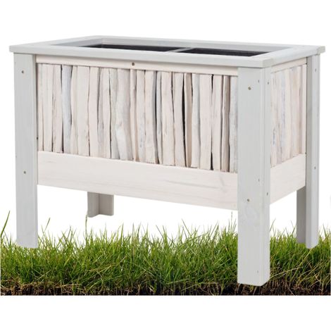 Pot de fleurs rectangulaire en bois avec inserts en plastique 70 x 41 x 53 cm (1/5)