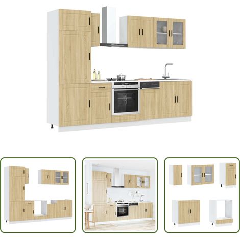 vidaXL Küchenregal - 8-tlg. Küchenschrank-Set Porto Sonoma-Eiche Holzwerkstoff (1/5)
