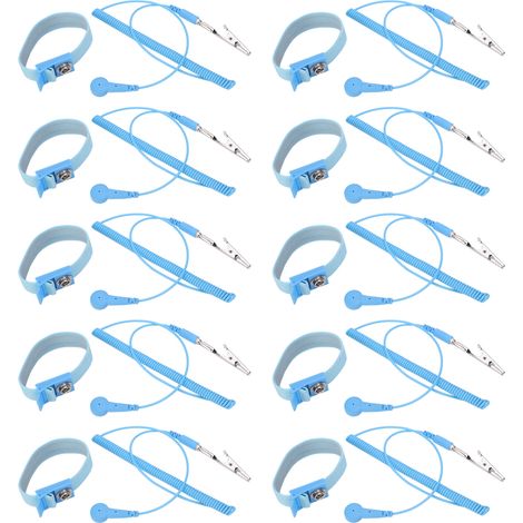 10 bracelets antistatiques de 1,8 m x 2,0 mm pour la mise à la terre et la protection contre les décharges électrostatiques.