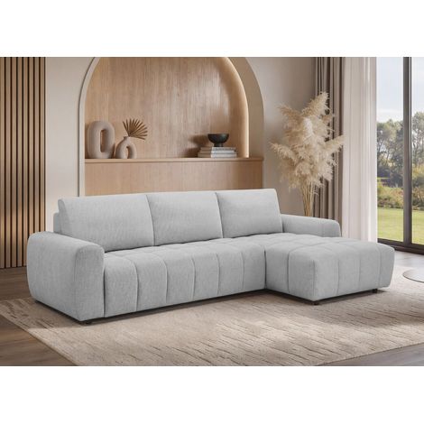 Canapé d'angle convertible ouverture express en tissu gris AGATHE (1/5)