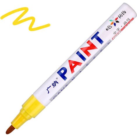 Marqueur Peinture - Encre Permanente - Pointe 2,0–3,0 Mm - Résistant À L’eau - Pour Pneus - Métal - Caoutchouc - Verre - Bois - Plastique - 1 Pièce - 5 Ml (1/5)