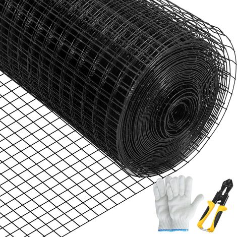 VEVOR Filo per voliere 91 x 1524 cm, rete metallica, filo zincato e rivestito in vinile, calibro 16, con pinze da taglio, per recinzioni da giardino e recinti per animali domestici