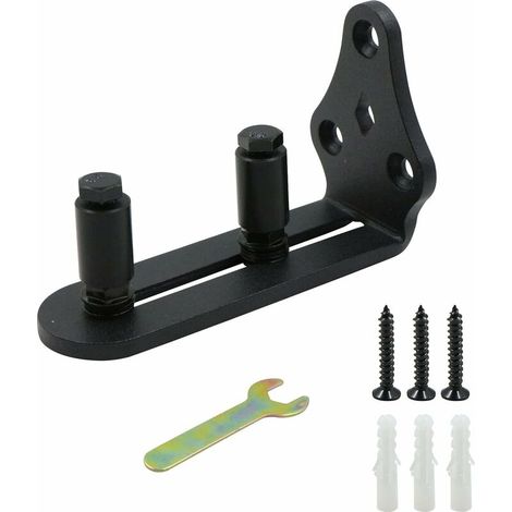 Adjustable Sliding Door Guide - Adjustable Wall Mount Bearings Guide Rail Accessories Stainless Steel Bottom with Screws Suitable for 2.5-5 Thickness, Black, 1 PCS (1/5)