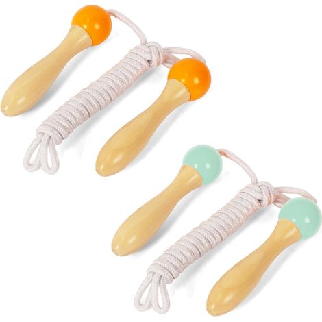 2 Pack Kids Skipping Ropes Green Orange 250cm Wooden Handle Skipping Rope Cotton Skipping Rope Skipping Rope for Boys Girls Fitness (1/5)