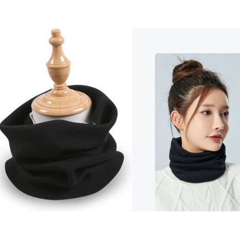 Tour de cou chaud en polaire pour l'hiver - Écharpe thermique coupe-vent pour hommes et femmes - Noir (1/3)