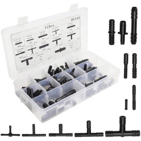 113 Pieces Drip Watering Hose Pipe - 12 Sizes for Garden Hose Pipe Fitting Fittings Garden Hose Pipe Reducers and Tee Fittings for Garden Irrigation System and