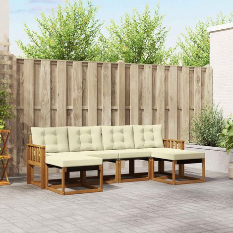 Outdoor-Sofagarnitur mit Kissen 6 pcs Natur und Creme