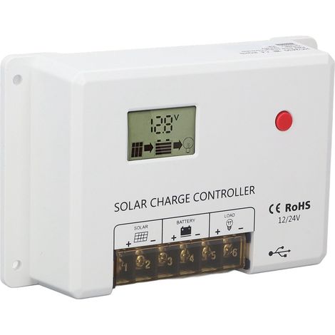 Régulateur de charge solaire PWM avec écran LCD pour batteries lithium-ion scellées, gel et à électrolyte liquide 12 V 24 V 30 A (1/5)