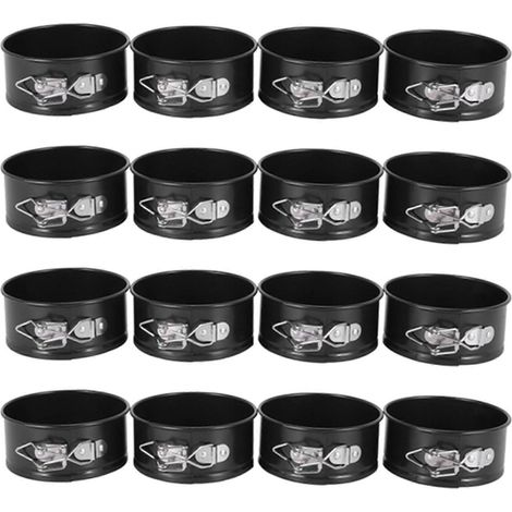 Ensemble de 16 mini moules à charnière de 10 cm (4 pouces), petits moules antiadhésifs pour mini-cheesecakes, pizzas et tartes salées françaises. (1/5)