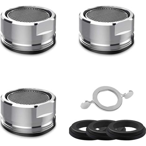Mousseur Robinet M24 [3 Pièces], Aérateur de Robinet en Acier Inoxydable, Économiseurs d'eau Bubbler de Bain et Cuisine, Livré avec 3 Joints et 1 Clé pour Robinets (1/5)