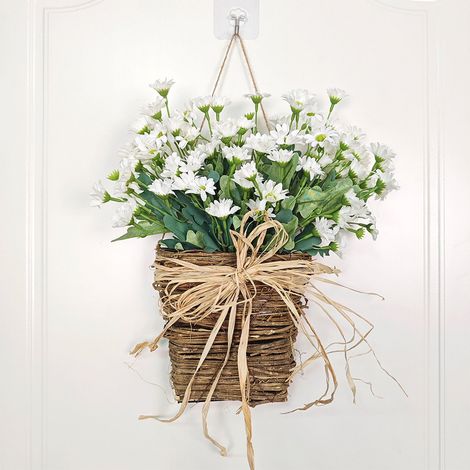 Couronne De Fleurs Artificielles - 35 x 20 cm - Pour Porte D'Entrée Intérieur Extérieur - Décoration Printemps Été - 1 Pièce
