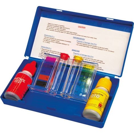 Valigetta di analisi con 2 flaconi di liquido pH e cloro - Blue Point Company