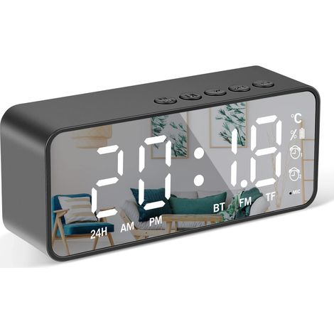 Réveil Numérique Miroir LED - Affichage Température - Bluetooth 5.0 - Double Alarme - Haut-Parleur HD - 1 Pièce (1/5)