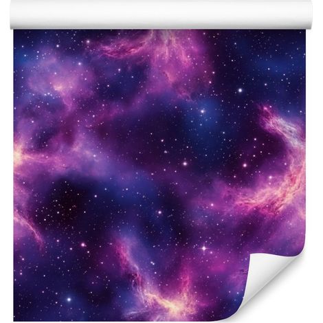 Papel pintado Galaxia en acuarela en violeta, índigo y azul marino, 50x1000 cm. (1/5)