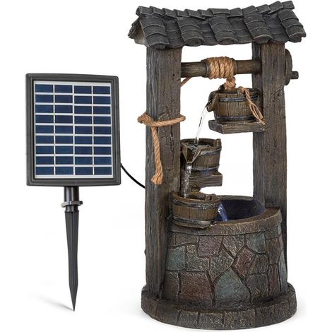Blumfeldt Speyer Kaskadenbrunnen Solarbrunnen Gartenbrunnen Zierbrunnen ,Solarbetrieb ,4 Kaskadenstufen ,Indoor & Outdoor ,Solarpanel: 9 V / 2,8 W / 17,5 x 14 cm,frostbeständig