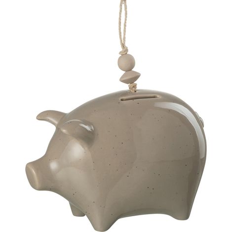 Tirelire cochon gris en céramique 18 cm (1/2)