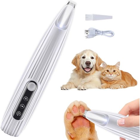 Coupe-ongles électrique pour chiens, rechargeable par USB, silencieux, avec lumière LED, couleur blanche.-AquaForge (1/5)