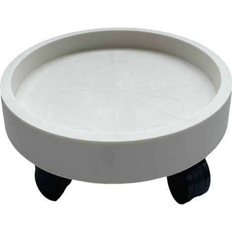 Flower pot tray with wheels, round shape, removable rotating plant stand, balcony, white 30 (1/5)