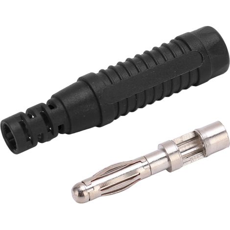 10 fiches bananes métalliques, en cuivre rouge, connecteurs mâles de 4 mm, avec boîtier, adaptées aux équipements de test, noires. (1/5)