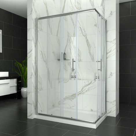 ELEGANT Shower Door and Enclosure 1200 x 760mm Sliding Reversible Corner Entry Shower Cabin with Tray and Riser Kit (1/5)