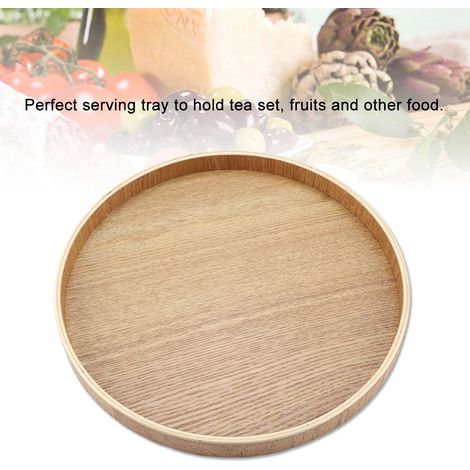 Plateau de service en bois pour service à thé, fruits, bonbons, nourriture, décoration intérieure (1/5)