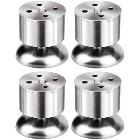 Set mit 4 Füßen – 6 cm verstellbare Möbel-Tischbeine aus Edelstahl mit Gummimatte und Schrauben FLITI